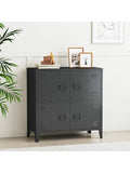 Armario de Oficina Metalico con 4 Puertas y 2 Compartimentos de Almacenamiento Color Negro