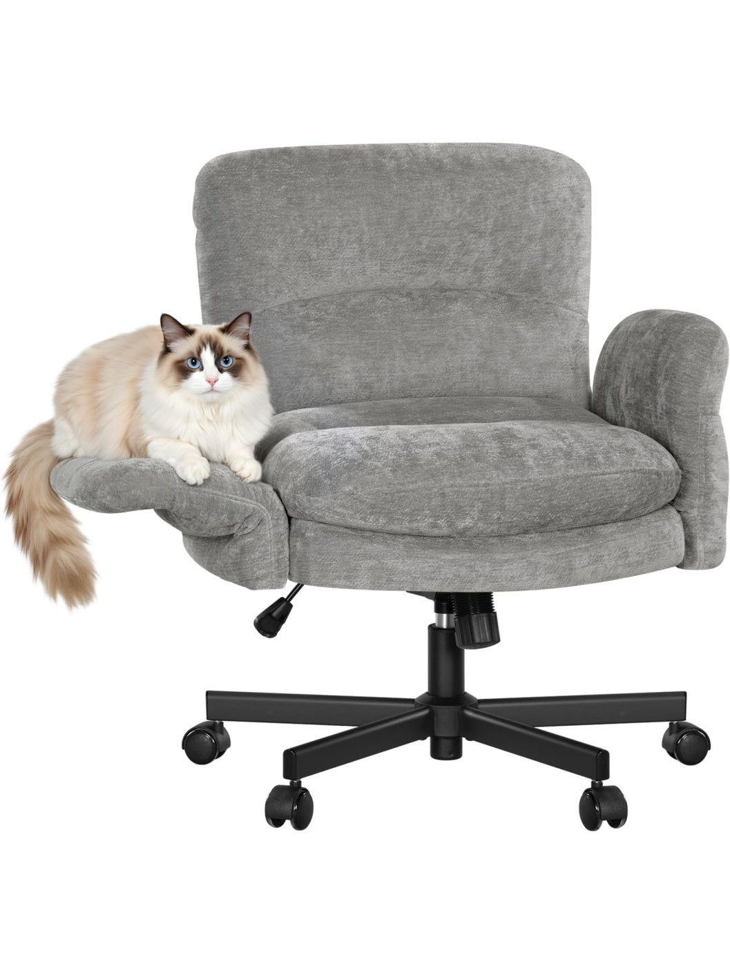 Silla Giratoria de Trabajo con Ruedas, Reposabrazos Ajustables y Tapizado Transpirable