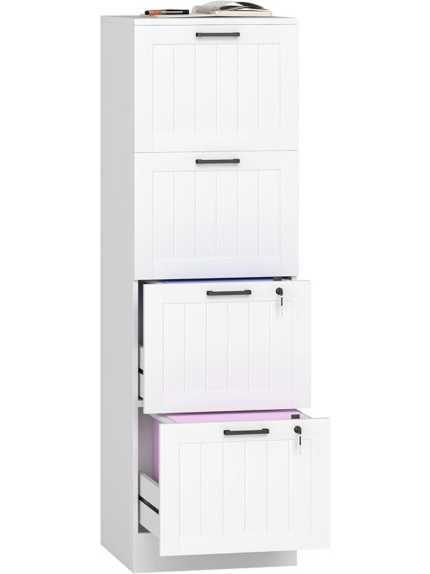 Cajonera Vertical para Escritorio con Cuatro Compartimentos Amplios de Organizacion Oficina Blanco