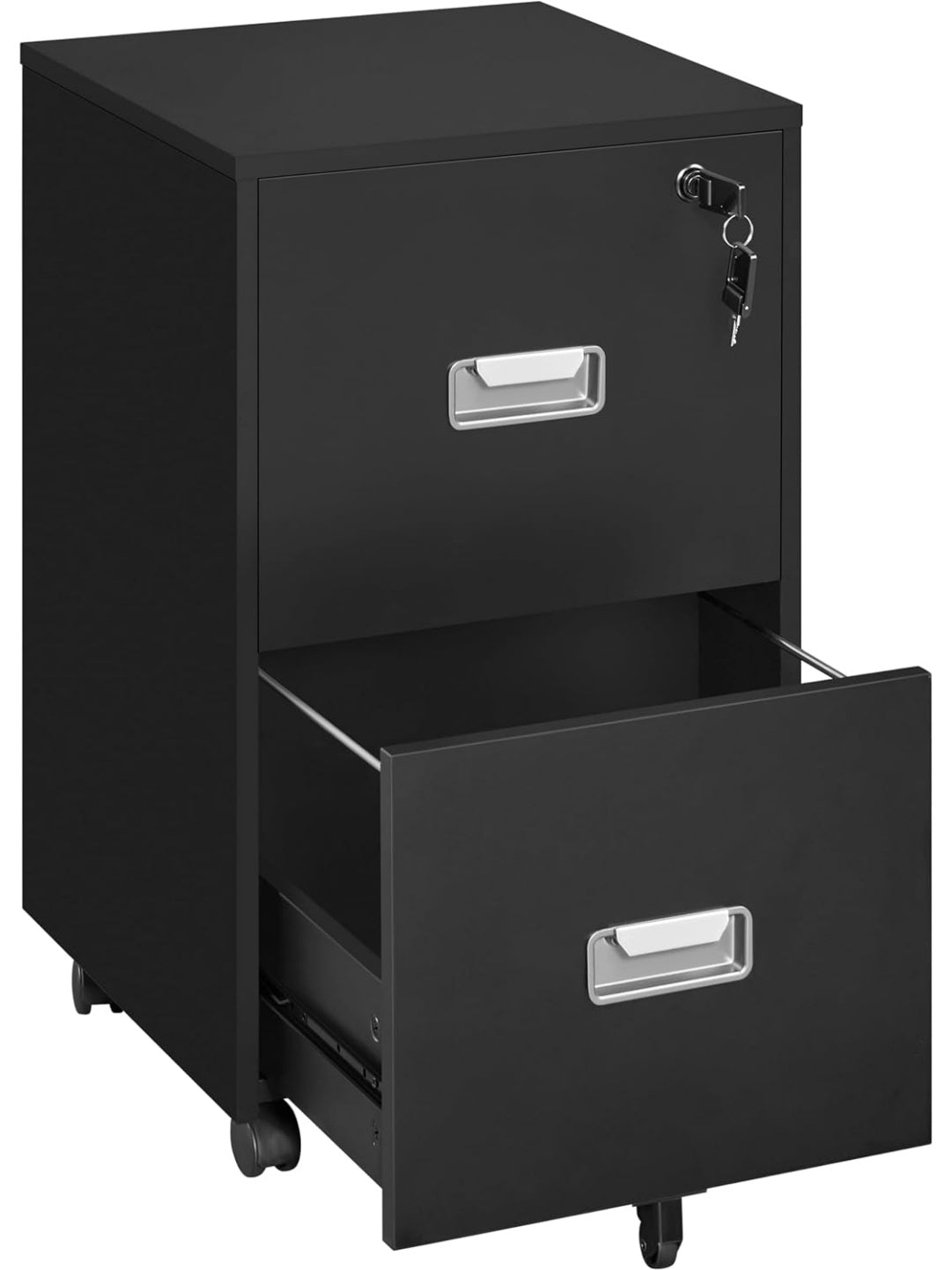 Cajonera Negra con Ruedas y Tres Cajones para Guardar Documentos y Accesorios de Oficina