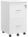 Archivador Compacto con Dos Cajones Cerradura y Zona Superior para Colocar Impresora Documentos A4 Blanco