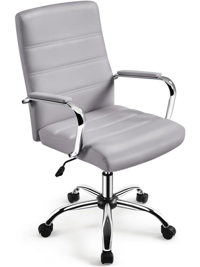 Sillon Ergonomico de Oficina Reclinable con Reposabrazos Ajustables en Color Gris