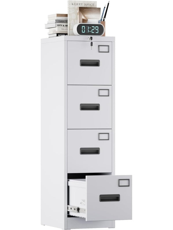 Archivador Vertical de Metal con Cuatro Cajones Bloqueables para Clasificacion de Documentos